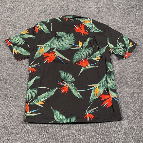 Vintage 90s Paradise Found Floral Monstera Birds Hawaiian Mens Medium Shirt - Picture 5 of 7